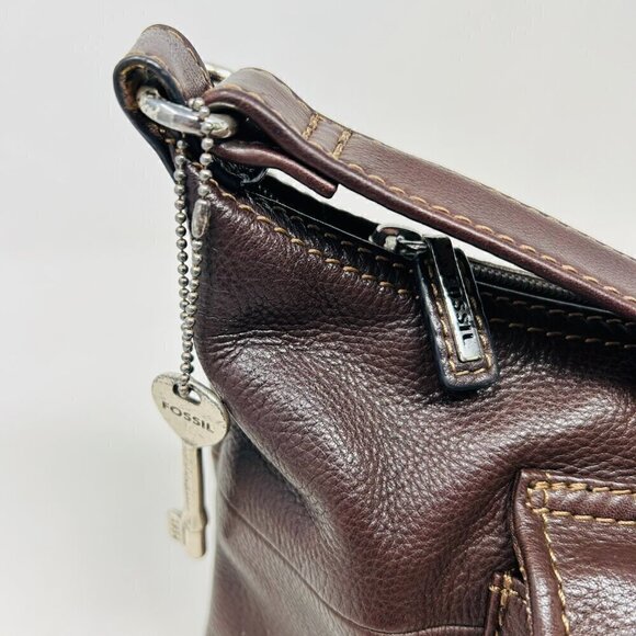 Fossil Classic Brown Vintage 1954 Pebbled Leather Shoulder Bag - Picture 2 of 7
